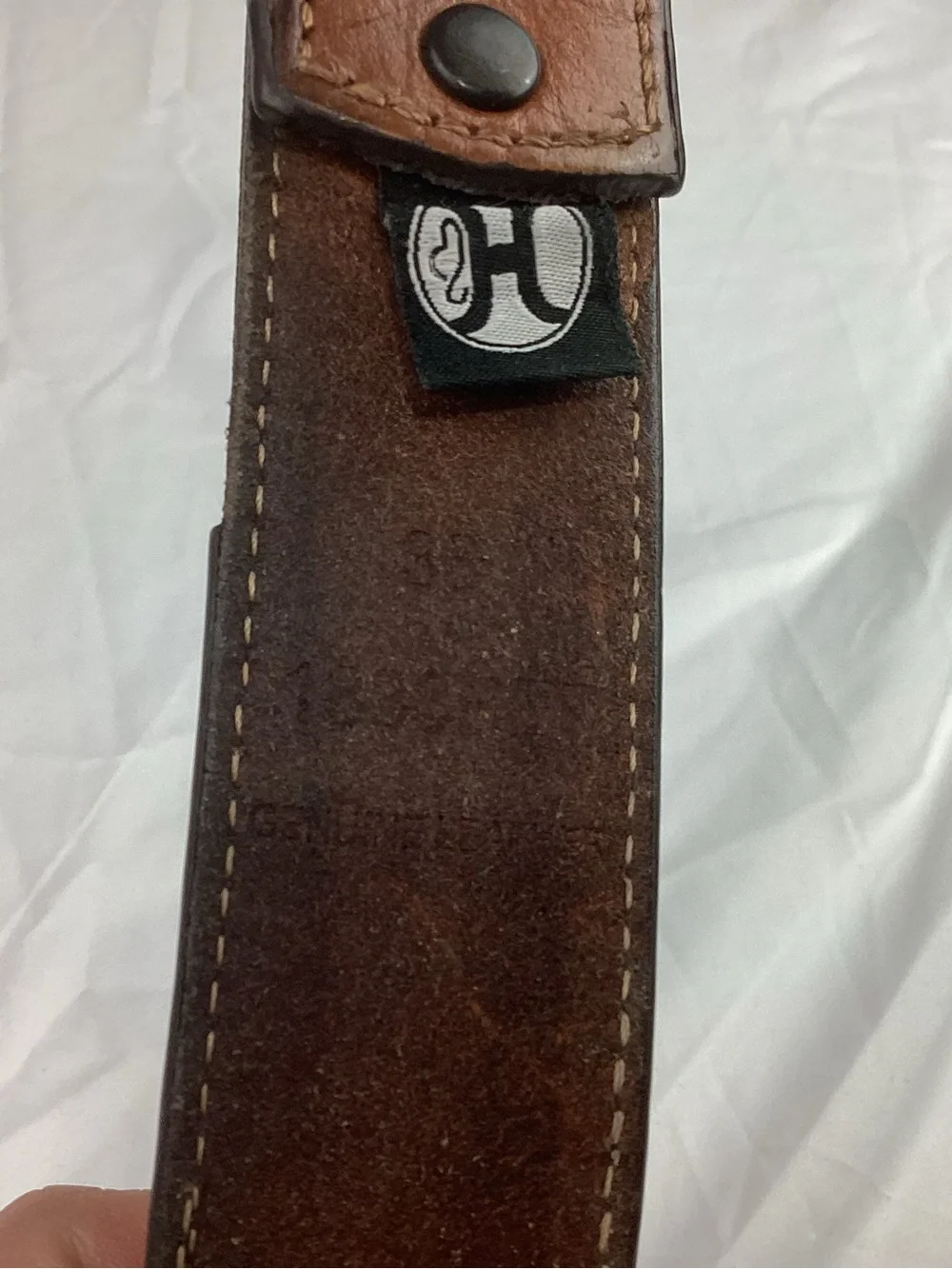 Hooey Brown Tooled Leather Belt with Decorative Silver Buckle